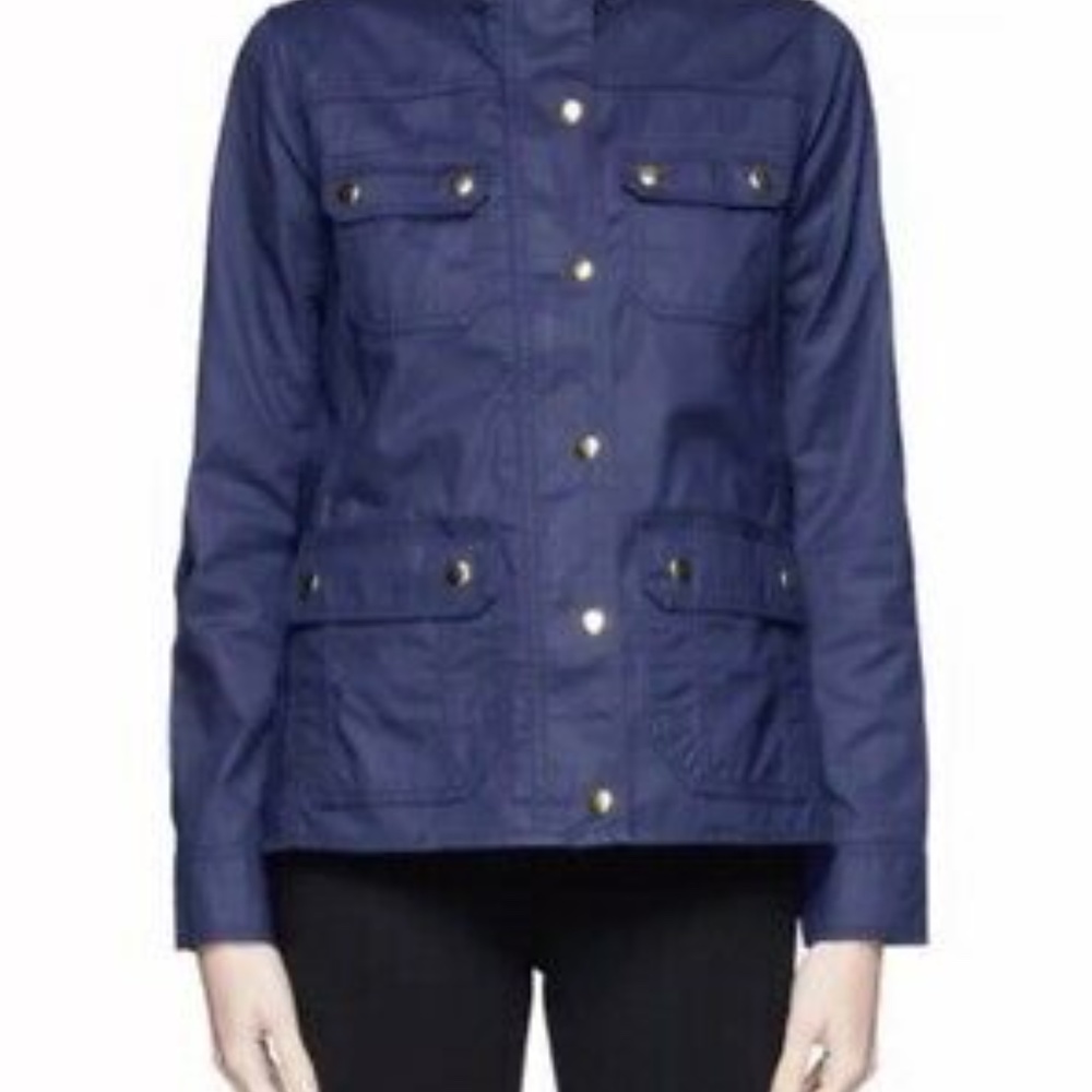 J. CREW Downtown Waxed Cotton Field Jacket Blue - Picture 5 of 12